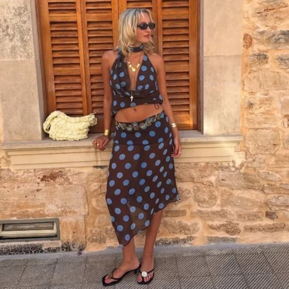 NWT Zara Polka Dot Asymmetric Skirt